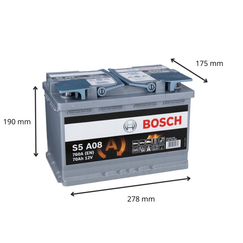 Batterie Bosch S5A08 AGM 12V 70Ah 760A pour système Start and Stop